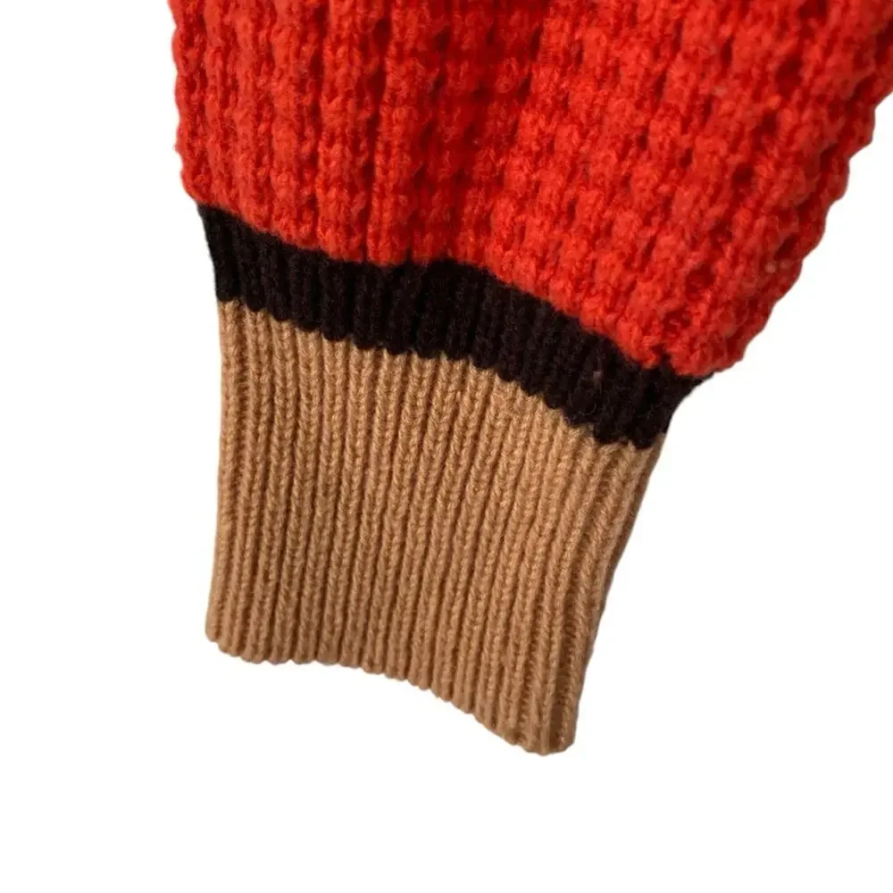 Marni x Uniqlo Tritone Orange Tan Black V-Neck Sweater size XS